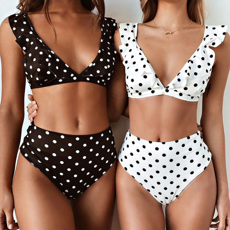 Bikini Tendance Taille Haute à Pois